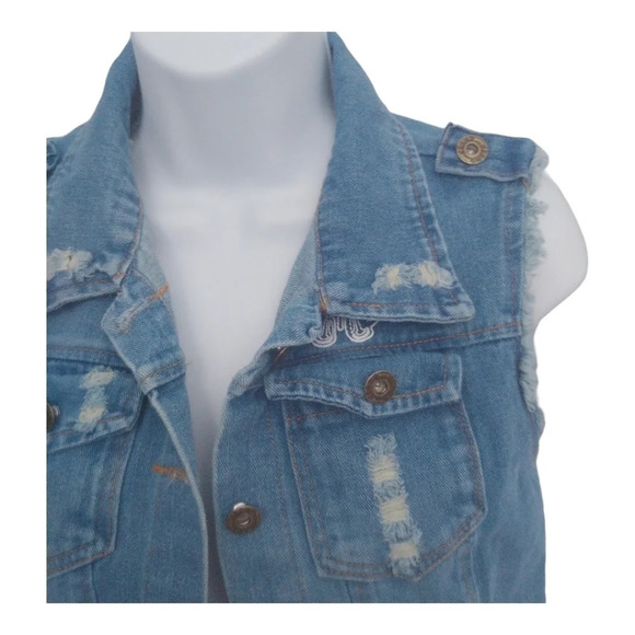 BH Jeans Canada Denim Blue Sleeveless Jean Jacket S - Picture 3 of 8